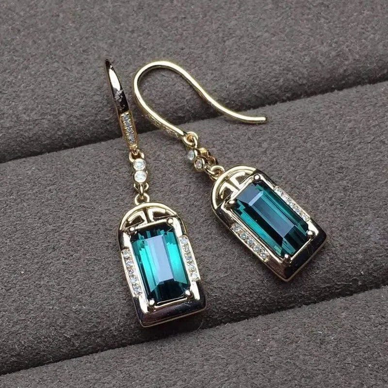 18k Real Gold grün Turmalin natürlichen Edelstein Diamant Ohrstecker Schmuck