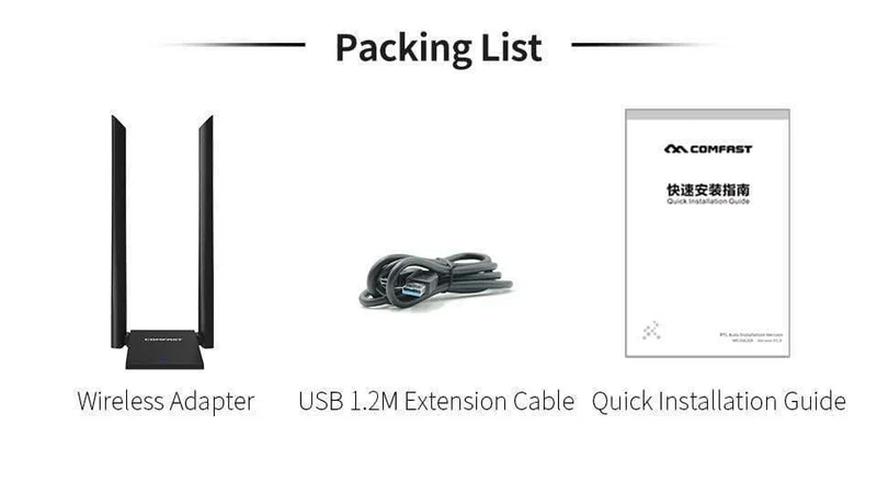 1300Mbps Dual Band USB Wireless Adapter 2.4G & 5.8G USB3.0 & USB2.0 6dBi Antenne CF-WU782AC