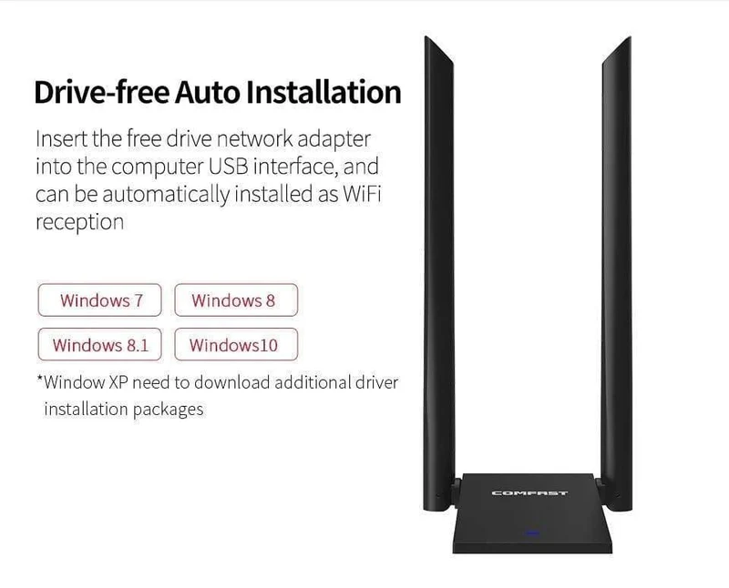 1300Mbps Dual Band USB Wireless Adapter 2.4G & 5.8G USB3.0 & USB2.0 6dBi Antenne CF-WU782AC
