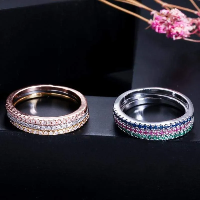 3 PCS 925 Sterling Silber Erstellt Moissanite Edelstein Hochzeit Engagement Diamanten Ring Sets Edlen Schmuck Großhandel