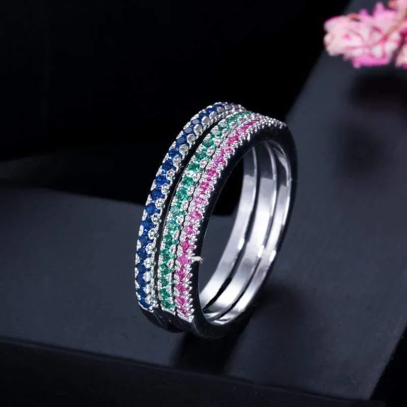 3 PCS 925 Sterling Silber Erstellt Moissanite Edelstein Hochzeit Engagement Diamanten Ring Sets Edlen Schmuck Großhandel