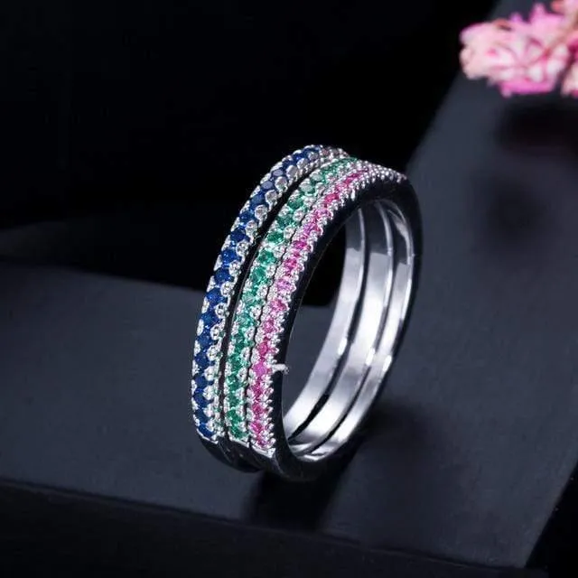 3 PCS 925 Sterling Silber Erstellt Moissanite Edelstein Hochzeit Engagement Diamanten Ring Sets Edlen Schmuck Großhandel