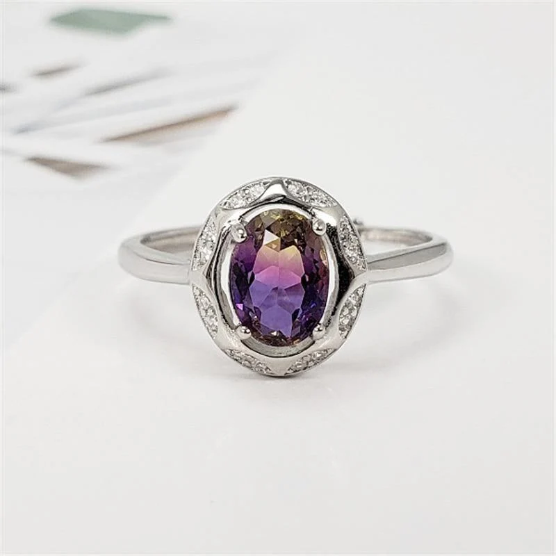 925 Sterling Silber Ring S925 Echtes Reines Silber Blau Lila Amethyst Edelstein OL Luxus Diamant Ringe