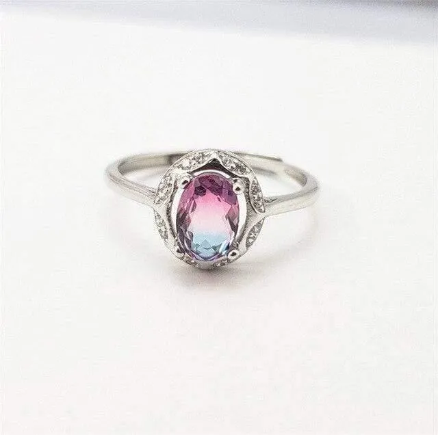 925 Sterling Silber Ring S925 Echtes Reines Silber Blau Lila Amethyst Edelstein OL Luxus Diamant Ringe