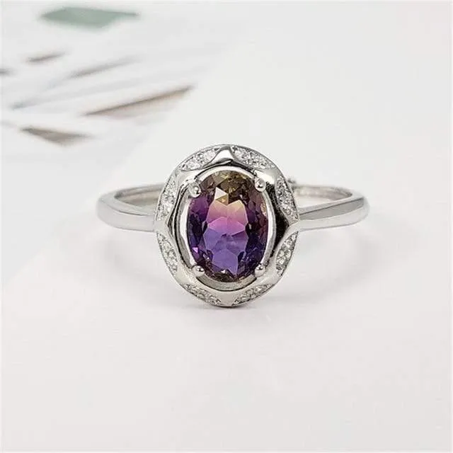 925 Sterling Silber Ring S925 Echtes Reines Silber Blau Lila Amethyst Edelstein OL Luxus Diamant Ringe
