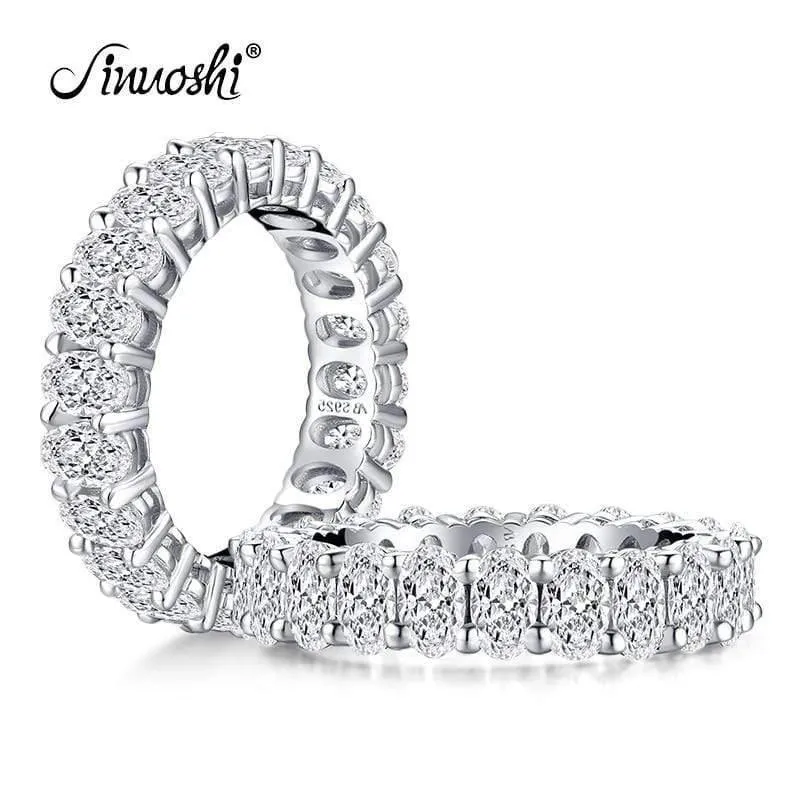 Ewigkeits-Verlobungsring aus 925er-Sterlingsilber mit ovalem Schliff, künstlicher Diamant, Hochzeitsring aus Silber, vollständiger Ewigkeitsring-Schmuck