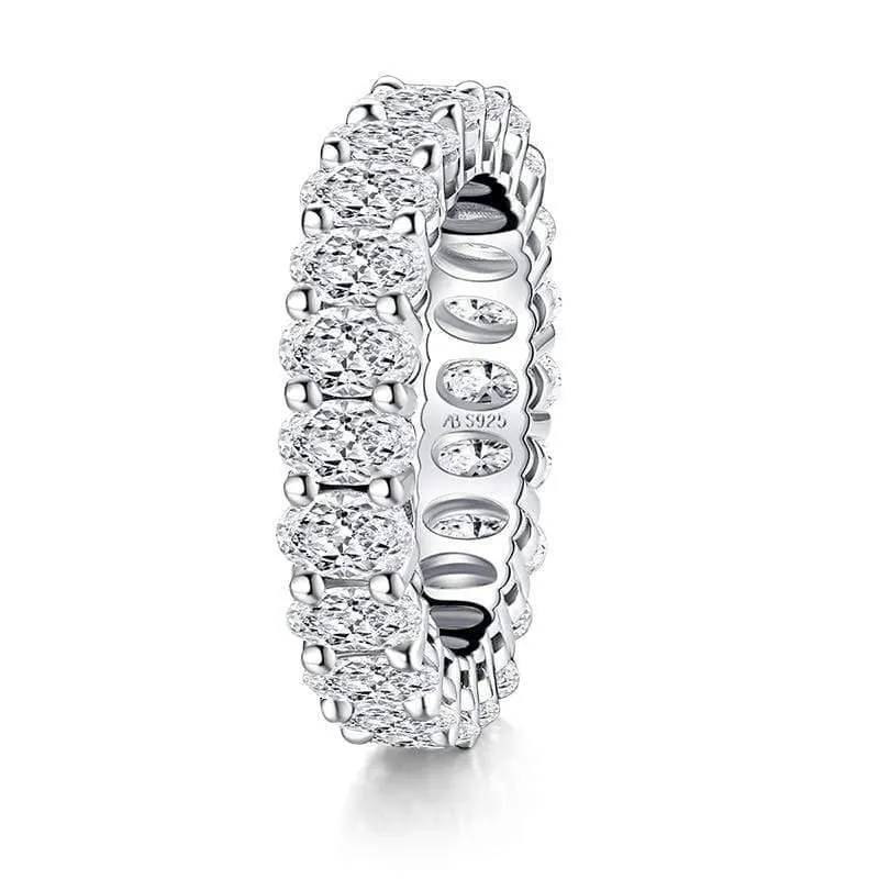Ewigkeits-Verlobungsring aus 925er-Sterlingsilber mit ovalem Schliff, künstlicher Diamant, Hochzeitsring aus Silber, vollständiger Ewigkeitsring-Schmuck