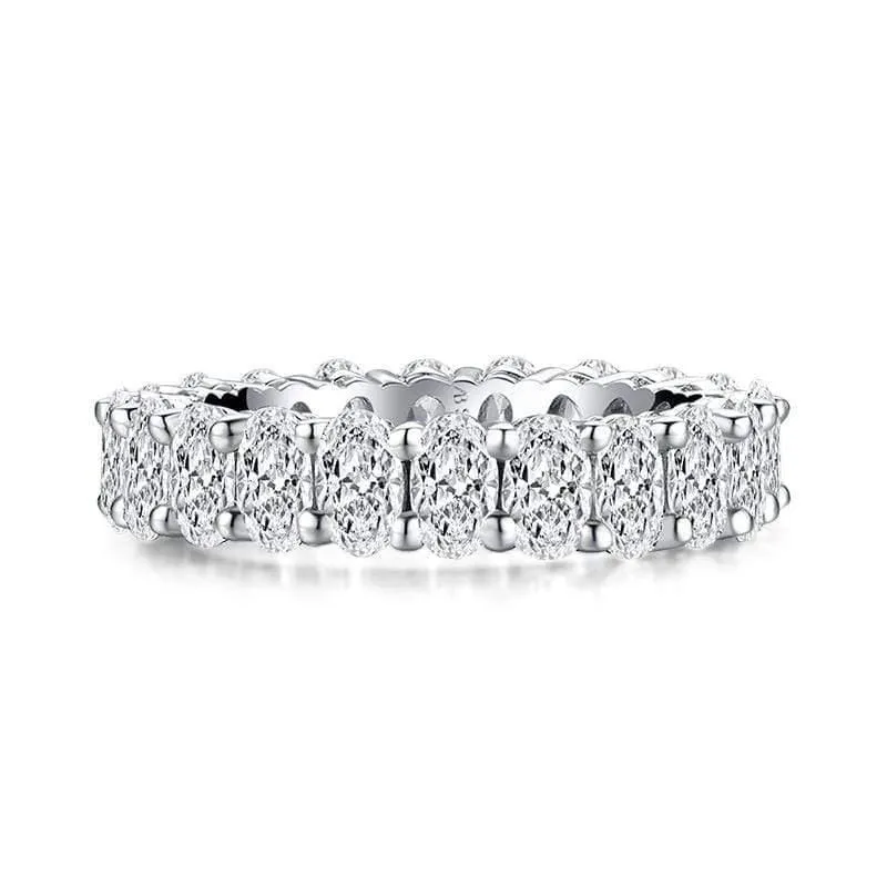 Ewigkeits-Verlobungsring aus 925er-Sterlingsilber mit ovalem Schliff, künstlicher Diamant, Hochzeitsring aus Silber, vollständiger Ewigkeitsring-Schmuck