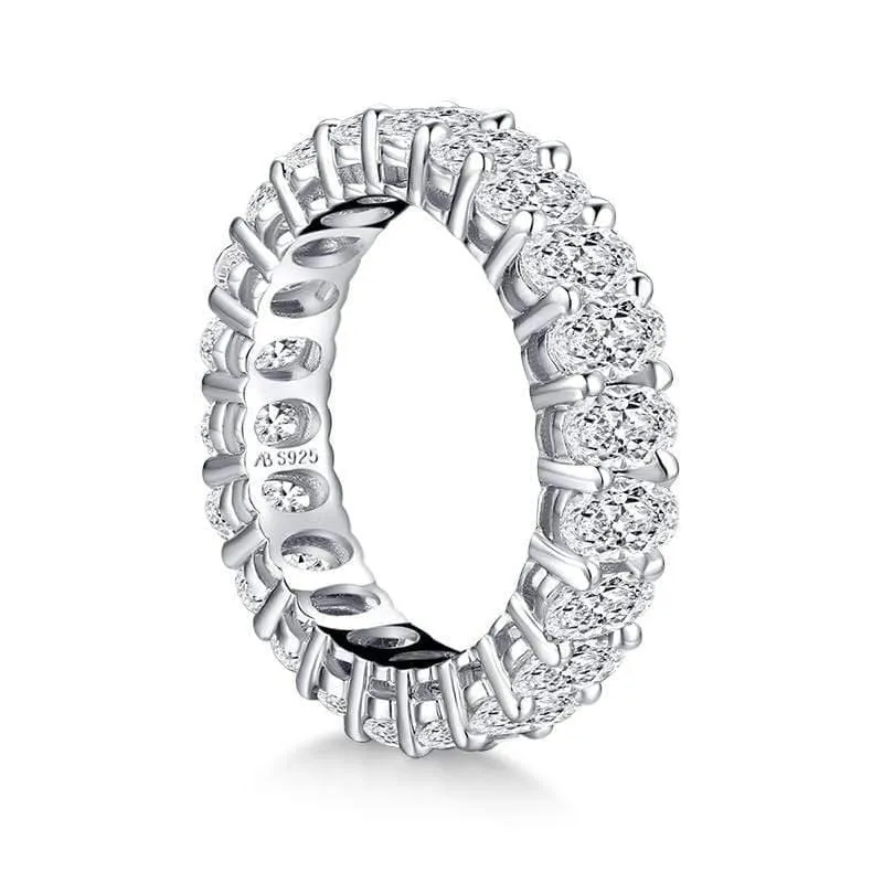 Ewigkeits-Verlobungsring aus 925er-Sterlingsilber mit ovalem Schliff, künstlicher Diamant, Hochzeitsring aus Silber, vollständiger Ewigkeitsring-Schmuck