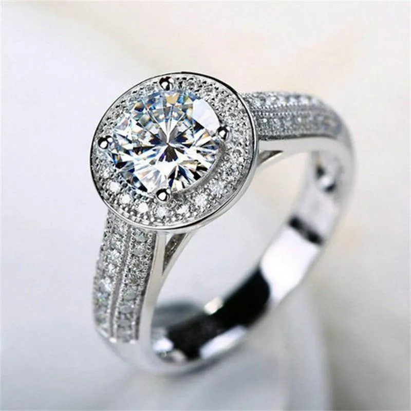 925 Sterling Silber Ring Pave CZ 2 Karat SONA Diamant Ringe Hochzeitsschmuck für Frauen Geschenk Größe 5,6,7,8,9,10