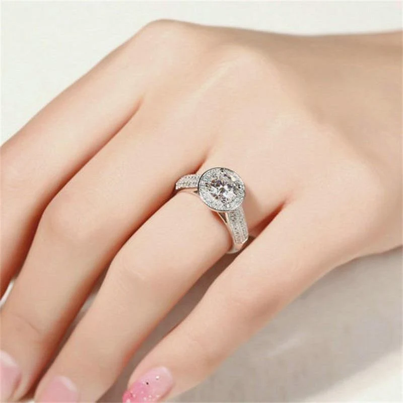 925 Sterling Silber Ring Pave CZ 2 Karat SONA Diamant Ringe Hochzeitsschmuck für Frauen Geschenk Größe 5,6,7,8,9,10