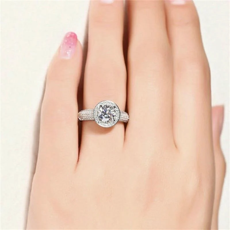 925 Sterling Silber Ring Pave CZ 2 Karat SONA Diamant Ringe Hochzeitsschmuck für Frauen Geschenk Größe 5,6,7,8,9,10