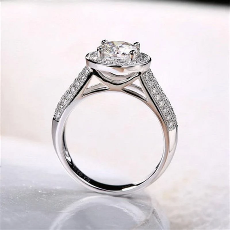 925 Sterling Silber Ring Pave CZ 2 Karat SONA Diamant Ringe Hochzeitsschmuck für Frauen Geschenk Größe 5,6,7,8,9,10