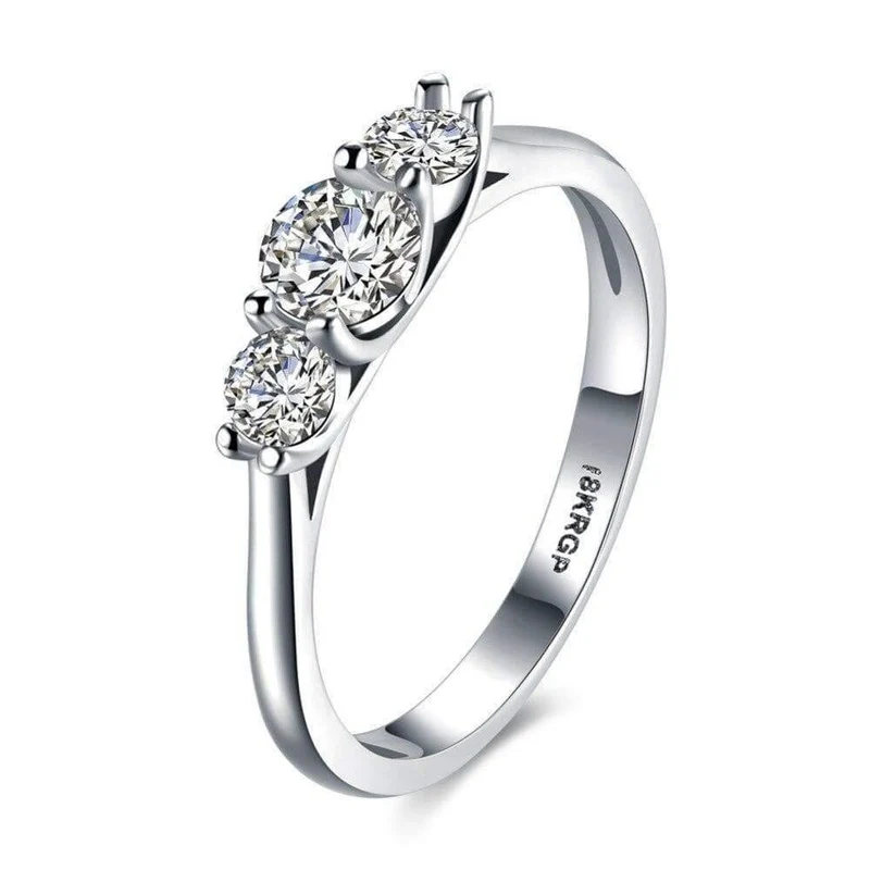 Hochzeit Verlobungsringe für Frauen Vintage 925 Sterling Silber Kristall Valentinstag Angebote Silber