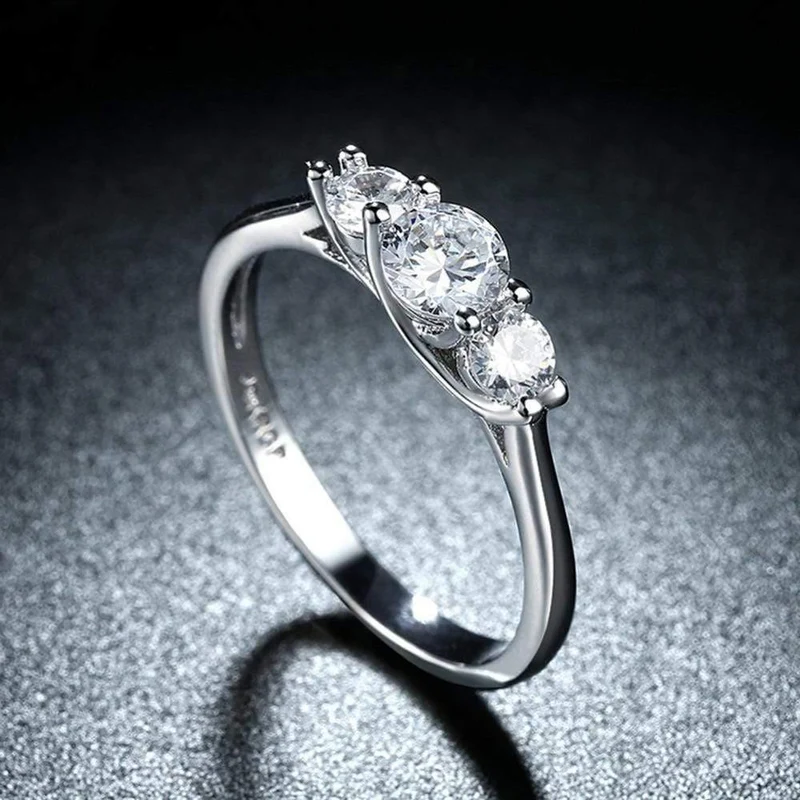 Hochzeit Verlobungsringe für Frauen Vintage 925 Sterling Silber Kristall Valentinstag Angebote Silber