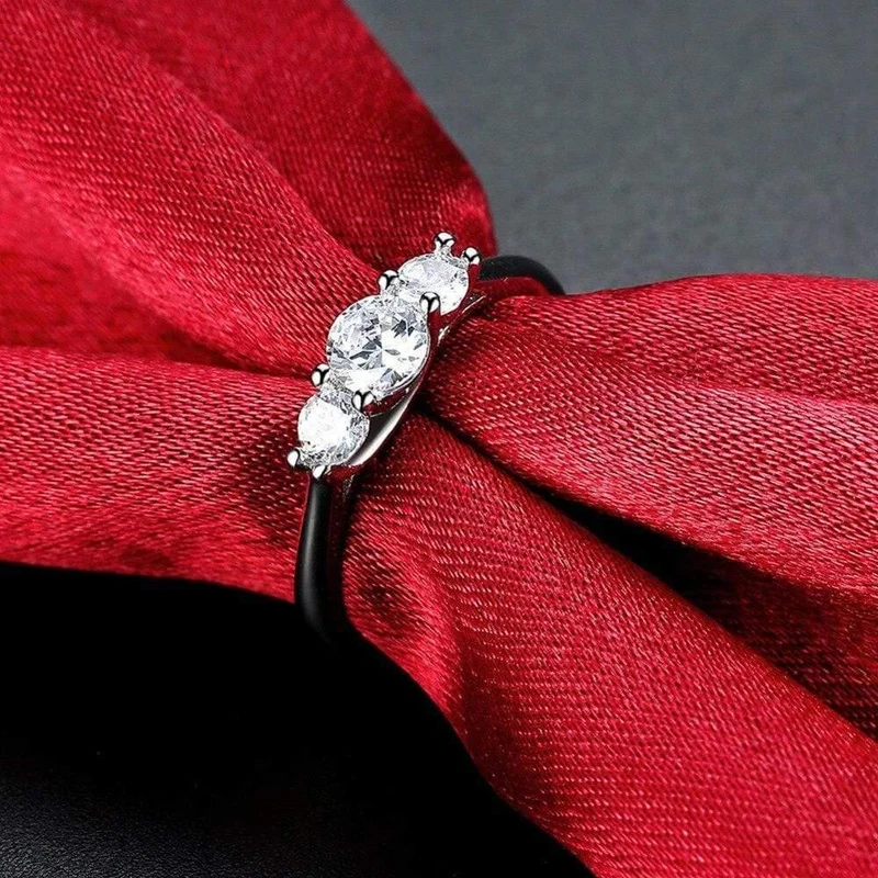 Hochzeit Verlobungsringe für Frauen Vintage 925 Sterling Silber Kristall Valentinstag Angebote Silber