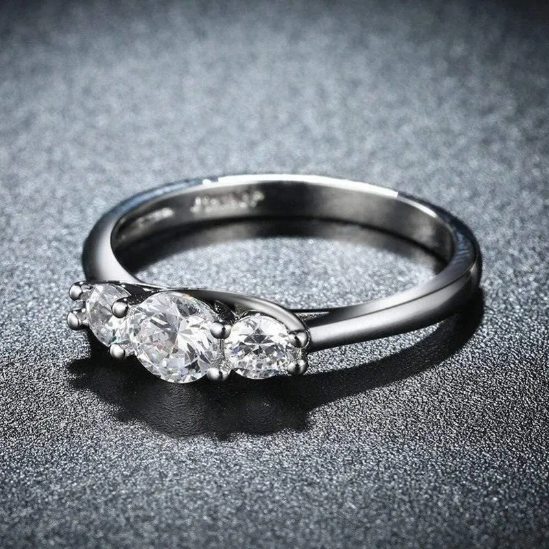 Hochzeit Verlobungsringe für Frauen Vintage 925 Sterling Silber Kristall Valentinstag Angebote Silber