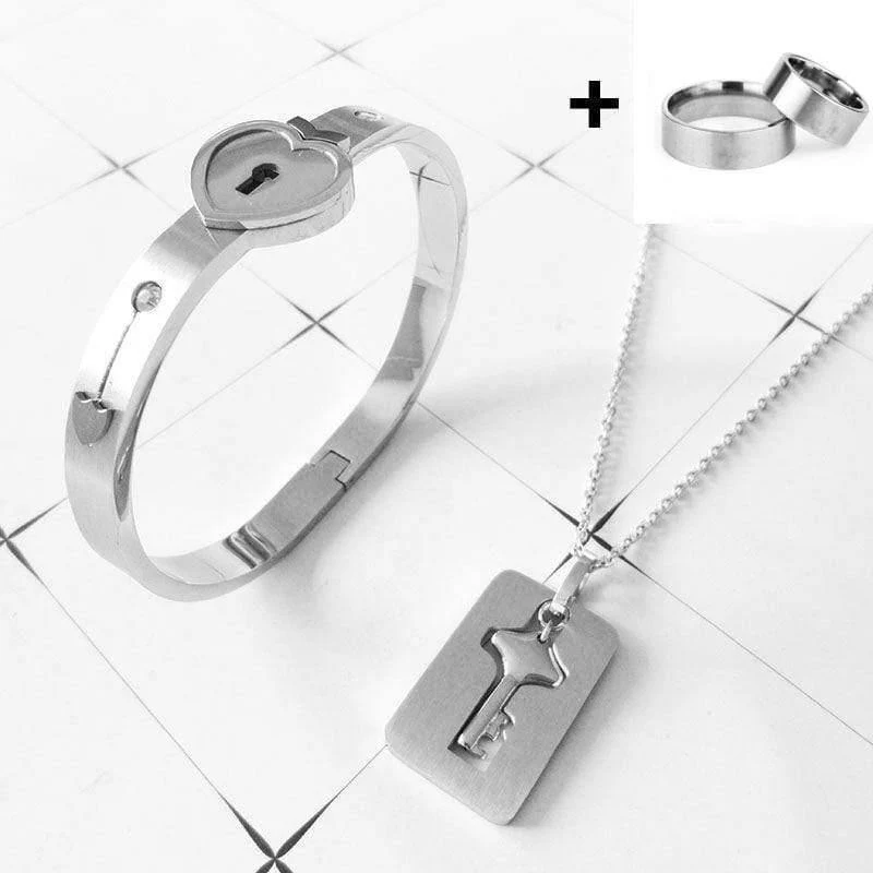 Liebhaber-Schmucksache-Liebes-Herz-Verschluss-Armband-Edelstahl-Armband-Armband-Schlüsselanhänger-Halsketten-Schmucksachen Dropshipping