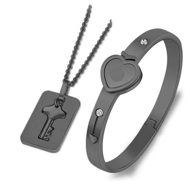 Liebhaber-Schmucksache-Liebes-Herz-Verschluss-Armband-Edelstahl-Armband-Armband-Schlüsselanhänger-Halsketten-Schmucksachen Dropshipping