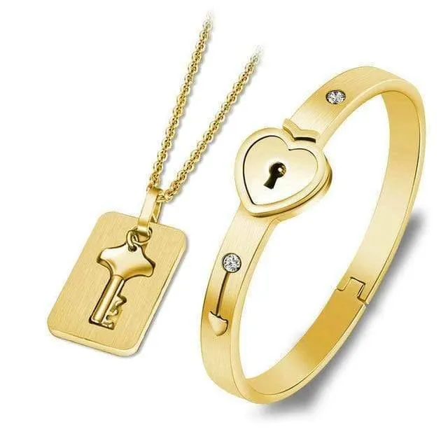 Liebhaber-Schmucksache-Liebes-Herz-Verschluss-Armband-Edelstahl-Armband-Armband-Schlüsselanhänger-Halsketten-Schmucksachen Dropshipping