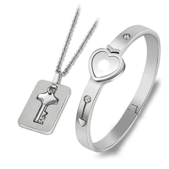 Liebhaber-Schmucksache-Liebes-Herz-Verschluss-Armband-Edelstahl-Armband-Armband-Schlüsselanhänger-Halsketten-Schmucksachen Dropshipping
