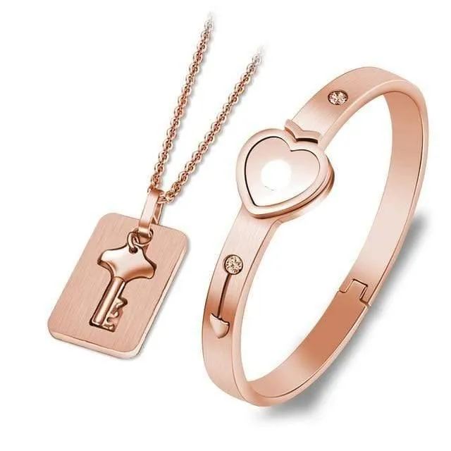 Liebhaber-Schmucksache-Liebes-Herz-Verschluss-Armband-Edelstahl-Armband-Armband-Schlüsselanhänger-Halsketten-Schmucksachen Dropshipping