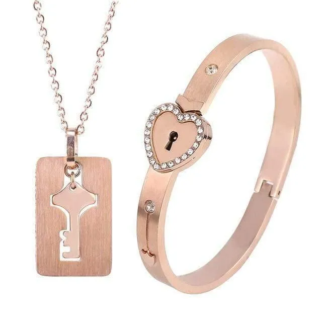 Liebhaber-Schmucksache-Liebes-Herz-Verschluss-Armband-Edelstahl-Armband-Armband-Schlüsselanhänger-Halsketten-Schmucksachen Dropshipping