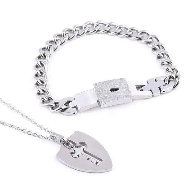 Liebhaber-Schmucksache-Liebes-Herz-Verschluss-Armband-Edelstahl-Armband-Armband-Schlüsselanhänger-Halsketten-Schmucksachen Dropshipping