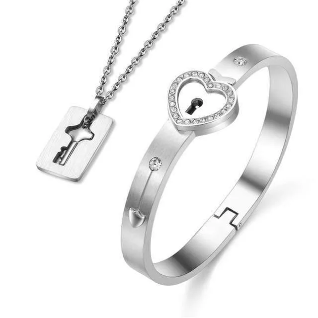 Liebhaber-Schmucksache-Liebes-Herz-Verschluss-Armband-Edelstahl-Armband-Armband-Schlüsselanhänger-Halsketten-Schmucksachen Dropshipping