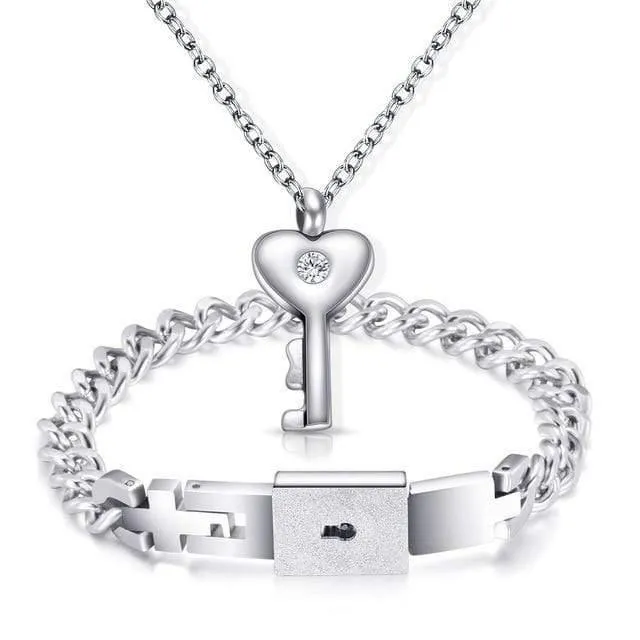 Liebhaber-Schmucksache-Liebes-Herz-Verschluss-Armband-Edelstahl-Armband-Armband-Schlüsselanhänger-Halsketten-Schmucksachen Dropshipping