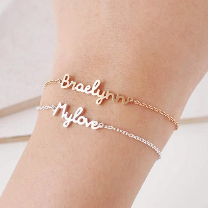 Personalisierte benutzerdefinierten Namen Armband Charms handgemachte Frauen Kinder Schmuck gravierte Handschrift Unterschrift Liebe Nachricht angepasst Geschenk