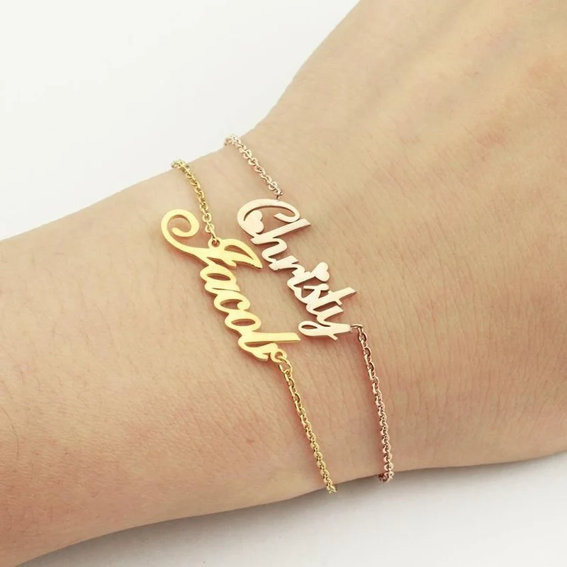 Personalisierte benutzerdefinierten Namen Armband Charms handgemachte Frauen Kinder Schmuck gravierte Handschrift Unterschrift Liebe Nachricht angepasst Geschenk