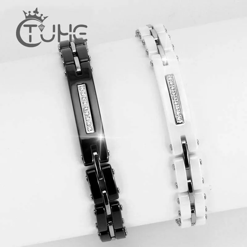 8 MM Breite Neue Keramik Armbänder Mit Bling Strass Gute Qualität Schwarz Weiß Keramik Frauen Armband Mit Uhr Kette für Frauen