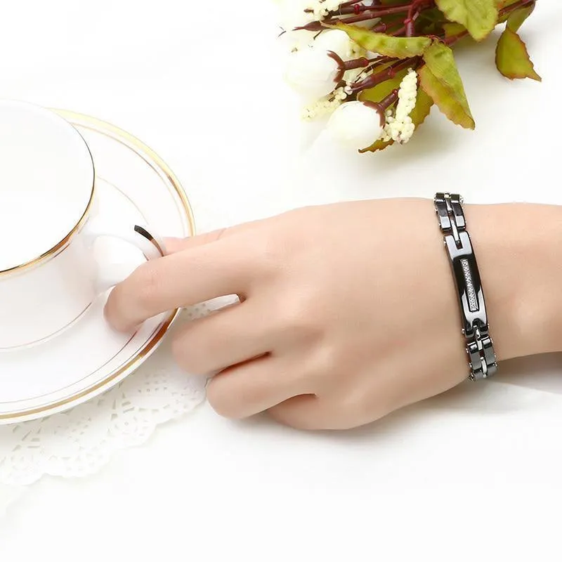 8 MM Breite Neue Keramik Armbänder Mit Bling Strass Gute Qualität Schwarz Weiß Keramik Frauen Armband Mit Uhr Kette für Frauen