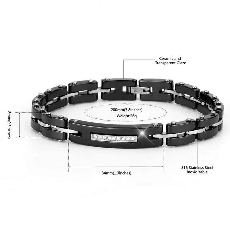 8 MM Breite Neue Keramik Armbänder Mit Bling Strass Gute Qualität Schwarz Weiß Keramik Frauen Armband Mit Uhr Kette für Frauen