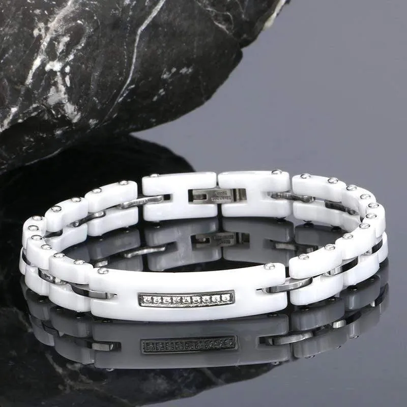 8 MM Breite Neue Keramik Armbänder Mit Bling Strass Gute Qualität Schwarz Weiß Keramik Frauen Armband Mit Uhr Kette für Frauen