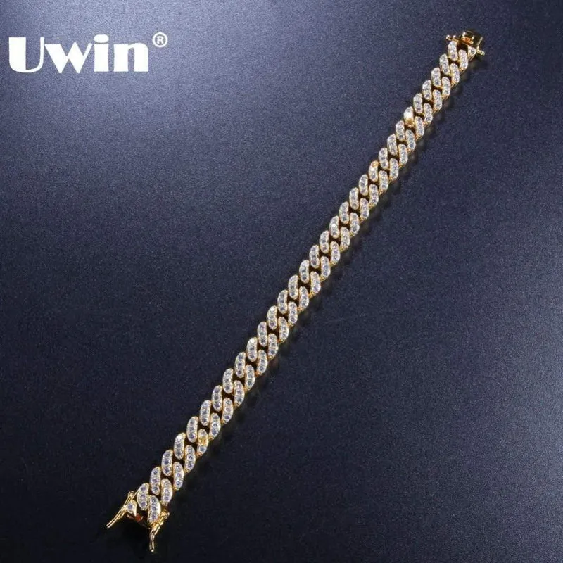 9mm Zirkonia Cuban Link Armbänder Für Männer Frauen Mode Hiphop Gold Silber Farbe Bling Armband Schmuck Drop verschiffen