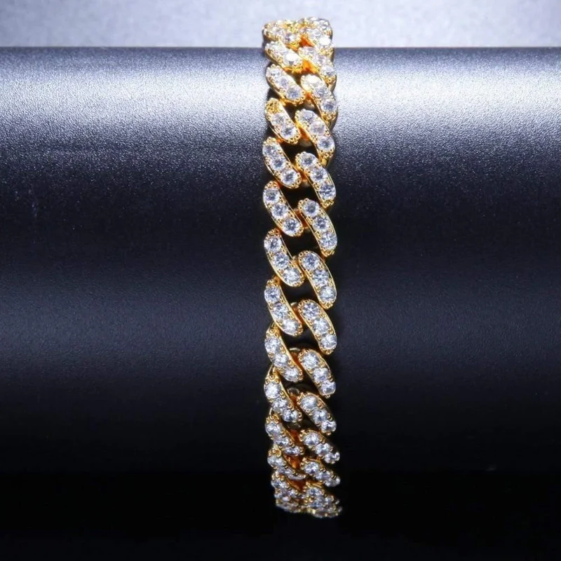 9mm Zirkonia Cuban Link Armbänder Für Männer Frauen Mode Hiphop Gold Silber Farbe Bling Armband Schmuck Drop verschiffen