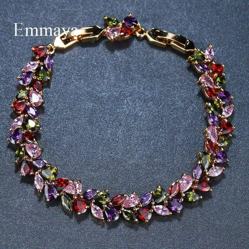 Braut Armreifen Klassischer Charme Shinny AAA CZ Armband Mehrfarbig Neues Design Schmuck für Frauen Party