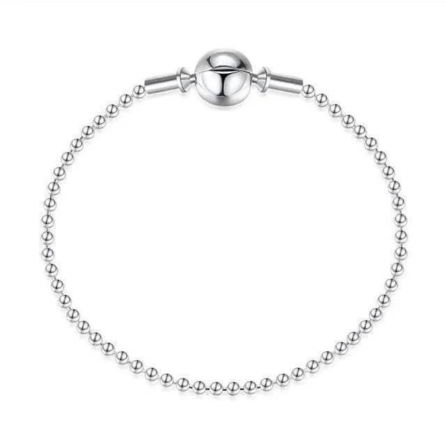 925 Sterling Silber Armband Perle Charme Herz Schneeflocke Rose Schlangenkette Grundlegende Armbänder Pan Frauen DIY Schmuck