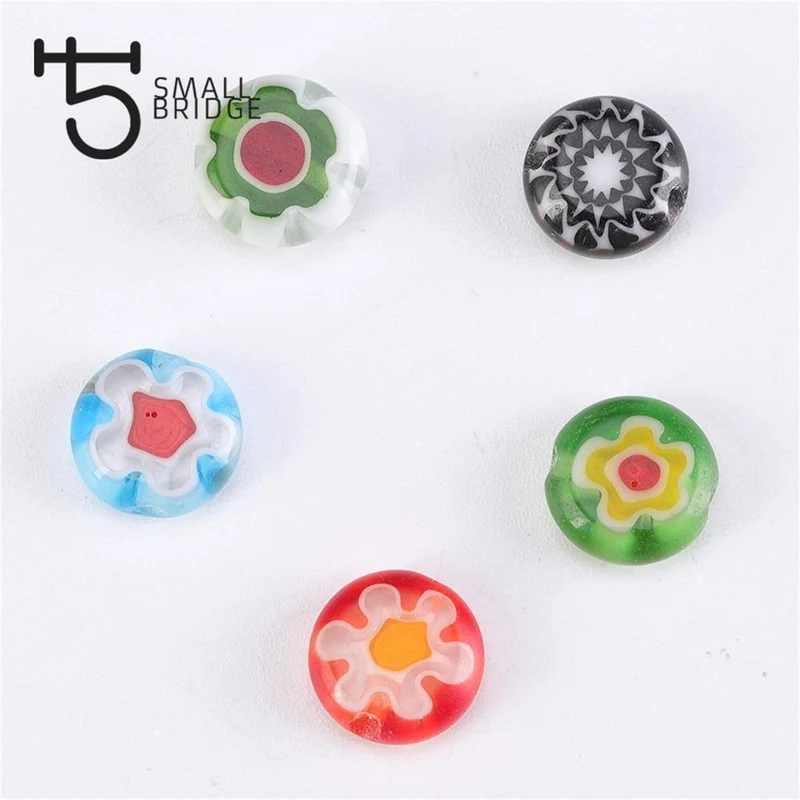 6 8 10mm Murano Lampwork Blumenperlen für Schmuckherstellung Diy Bastelzubehör Mehrfarbige runde Glasperlen Großhandel Q601