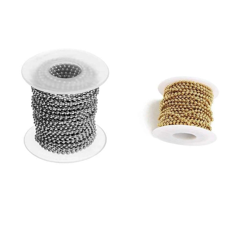 10 Yards / Roll Edelstahl Gold Silber Ton 1.5 2.0 2.4 3.0mm Runde Kugel Perlen Bulk Chain Fit DIY Armband Schmuckherstellung