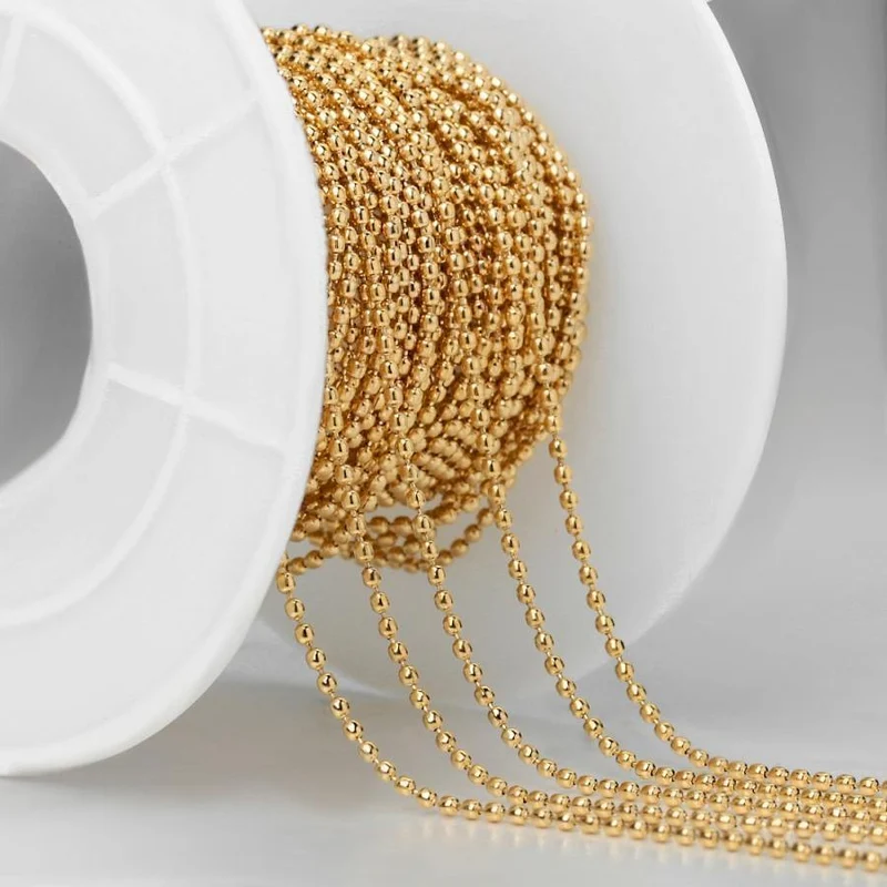 10 Yards / Roll Edelstahl Gold Silber Ton 1.5 2.0 2.4 3.0mm Runde Kugel Perlen Bulk Chain Fit DIY Armband Schmuckherstellung