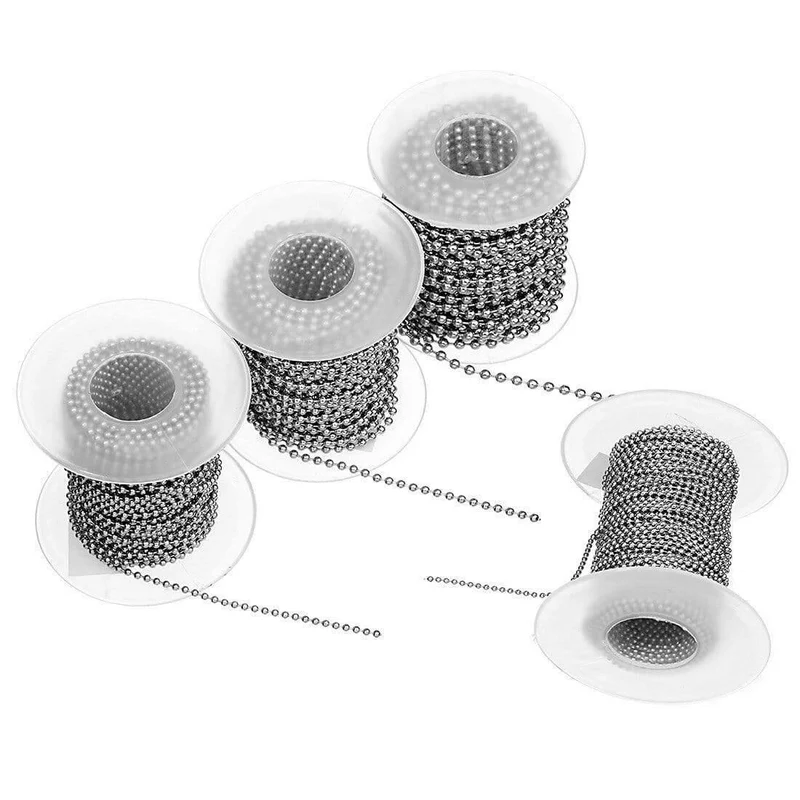10 Yards / Roll Edelstahl Gold Silber Ton 1.5 2.0 2.4 3.0mm Runde Kugel Perlen Bulk Chain Fit DIY Armband Schmuckherstellung