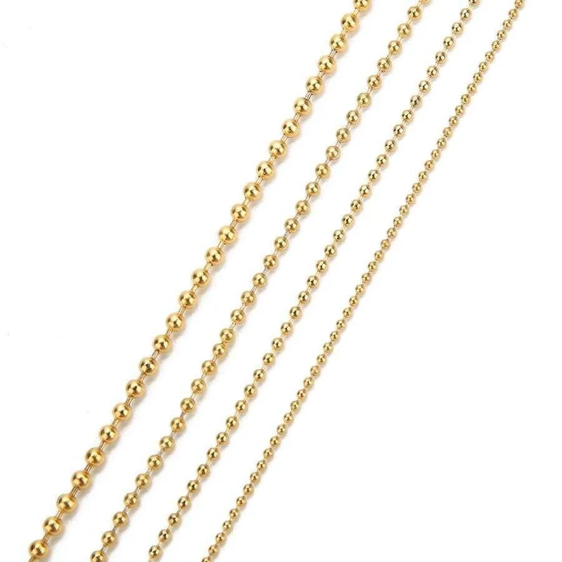 10 Yards / Roll Edelstahl Gold Silber Ton 1.5 2.0 2.4 3.0mm Runde Kugel Perlen Bulk Chain Fit DIY Armband Schmuckherstellung