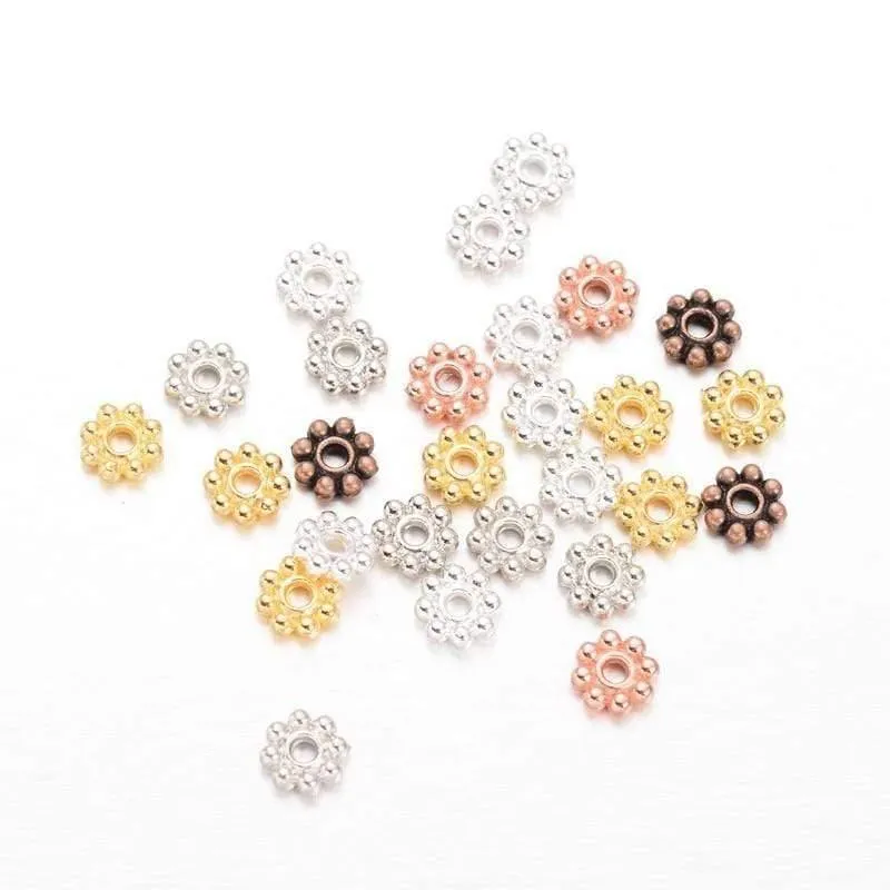 300 teil/beutel Gänseblümchen Blume Spacer Perlen Legierung Metall Perlen Erkenntnisse Für DIY Schmuck Armbänder Halsketten, Der Mischfarbe Großhandel