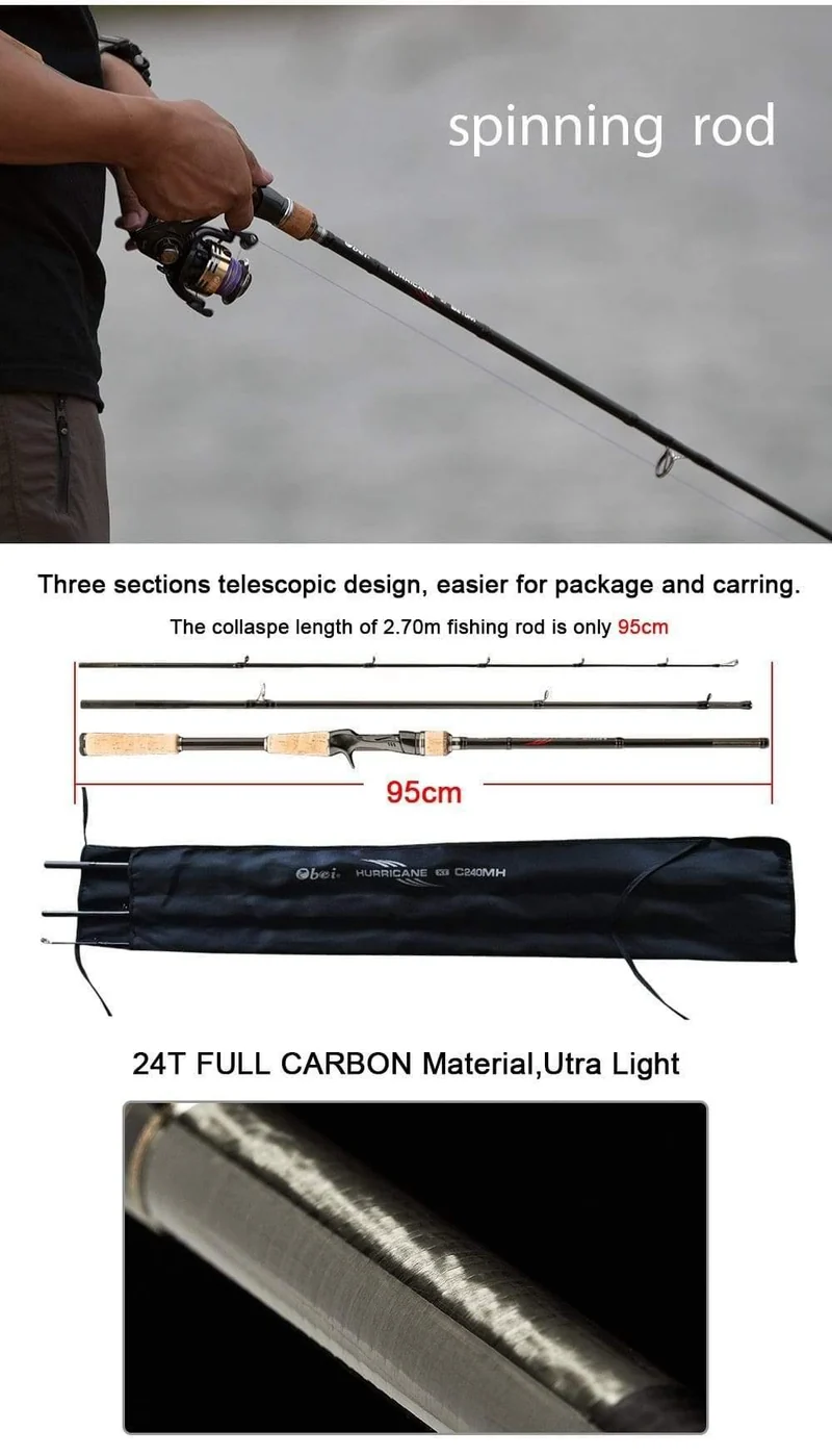 Angelrute Reise Ultra Light Spinnköder 5g-40g M/ML/MH Accion Rod 1.8m 2.1m 2.4m 2.7m 3 Abschnitt