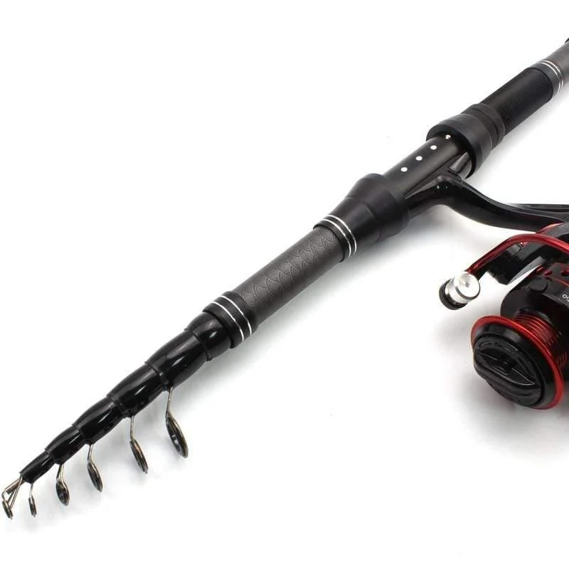 1.8 m 2.1 m 2.4 m 2.7 m 3.0 m Teleskop-Angelrute aus Kohlefaser, tragbare Spinnrute und Spinnrollen, Multifunktionsset