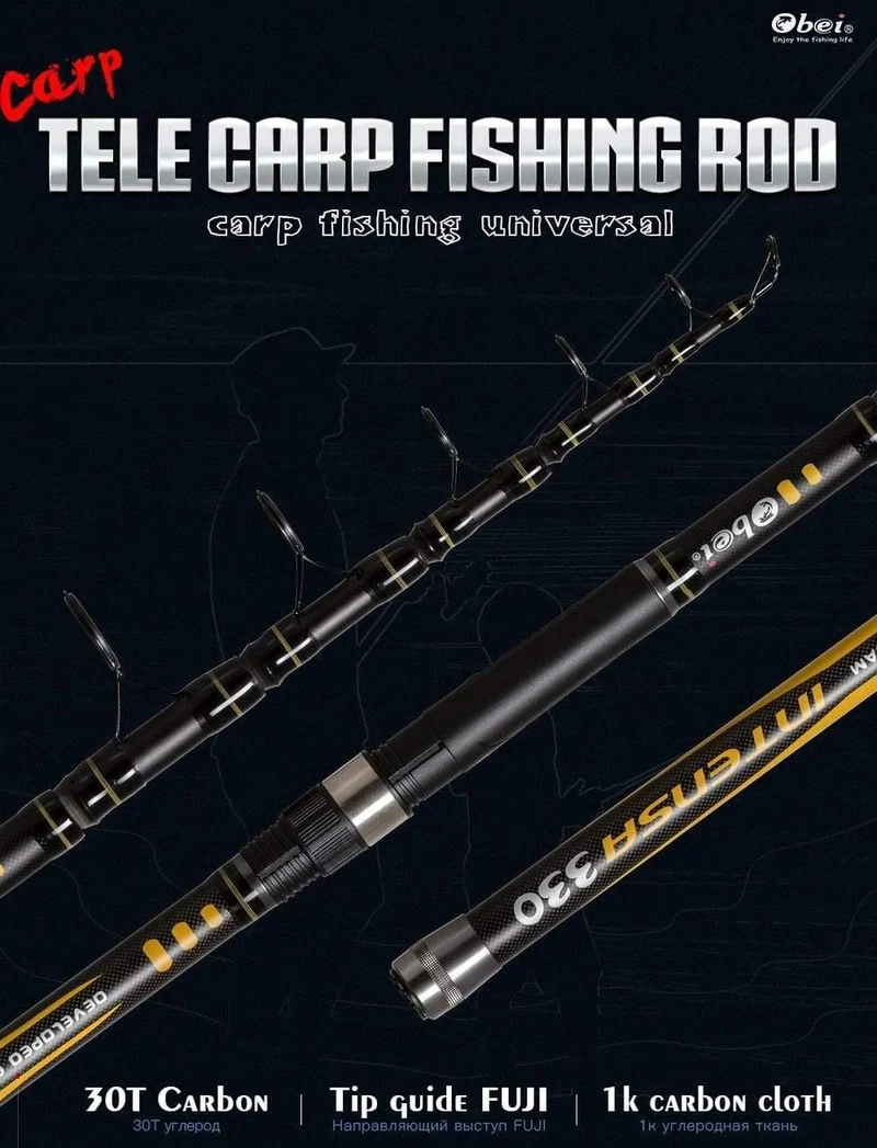 Teleskop-Karpfenrute, tragbar, professionell, ultraleicht, Experten-Reiserute, 3.3 m, 3.6 m, 3.25 lbs (ca. 1,47 kg)