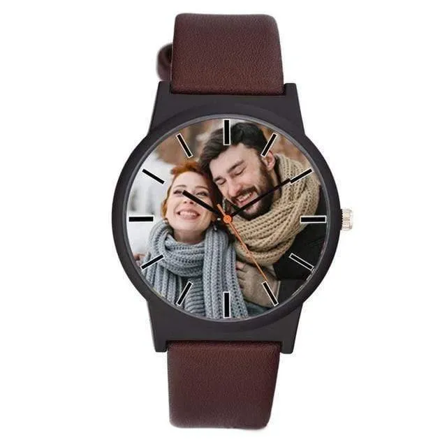 Liebhaber sehen DIY mit Ihrem eigenen Bild Custom Zifferblatt Leder Sport Casual Fashion fit für Männer Frauen kreative Uhr